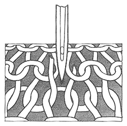 図6　縫い針の地糸へのアタックのイメージ