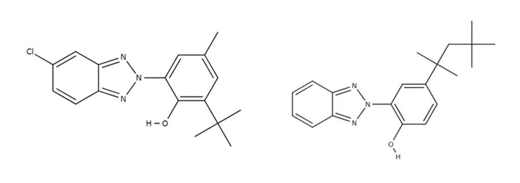 図2  構造式 (左：UV326、右：UV329)