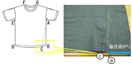 図4. シャツの脇目曲がり